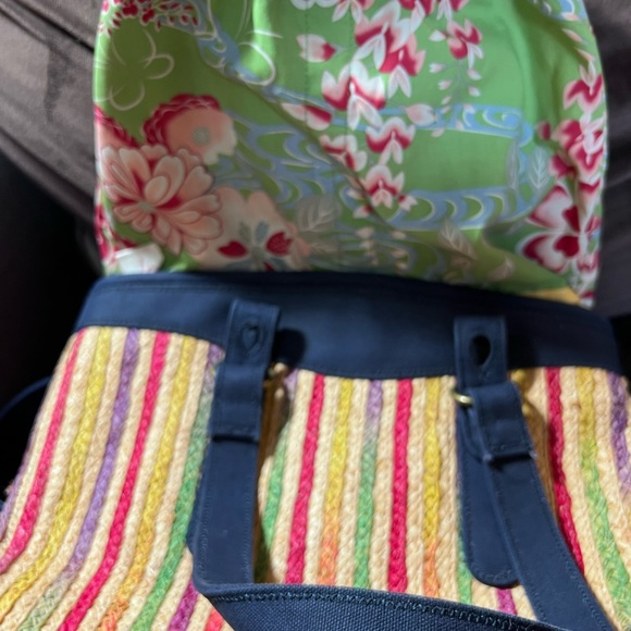 Lucky Brand straw/raffia shoulder bag with adjustable canvas straps - Picture 9 of 14